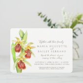 Invitation Mariage d'aquarelle d'orchidée primitive (Debout devant)