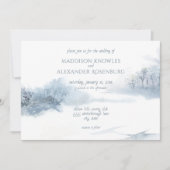Invitation Mariage d'aquarelle douce bleu et blanc (Devant)