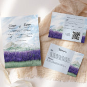 Invitation Mariage d'aquarelle Dreamy Mountain Lavender