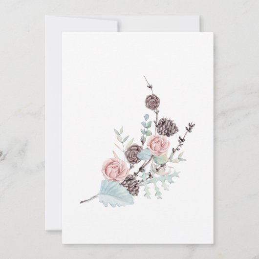 Invitation Mariage d'aquarelle du cerf et du feuillage d'hive (Dos)