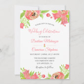 Invitation Mariage d'aquarelle du jardin fleuri rose du corai (Devant)