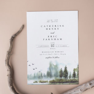 Invitation Mariage d'aquarelle du lac Forest