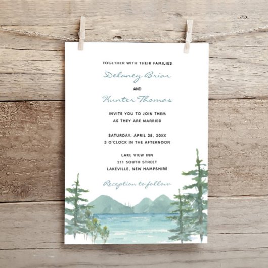 Invitation Mariage d'aquarelle du lac Mountain