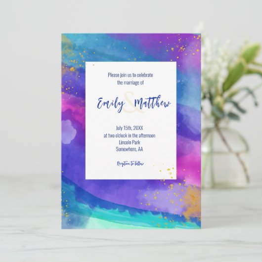 Invitation Mariage d'aquarelle dynamique (Debout devant)