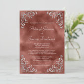 Invitation Mariage d'aquarelle en argent vintage (Debout devant)