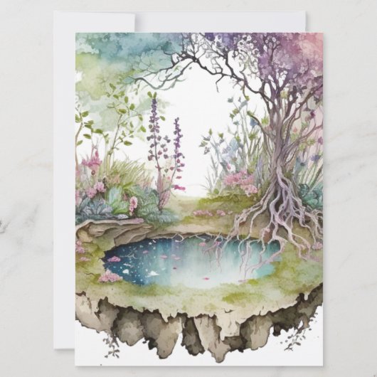 Invitation Mariage d'aquarelle en bois enchanté (Dos)