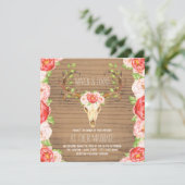 Invitation Mariage d'aquarelle en bois rustique Deer Antler (Debout devant)
