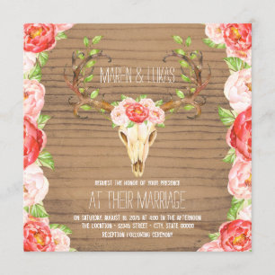 Invitation Mariage d'aquarelle en bois rustique Deer Antler