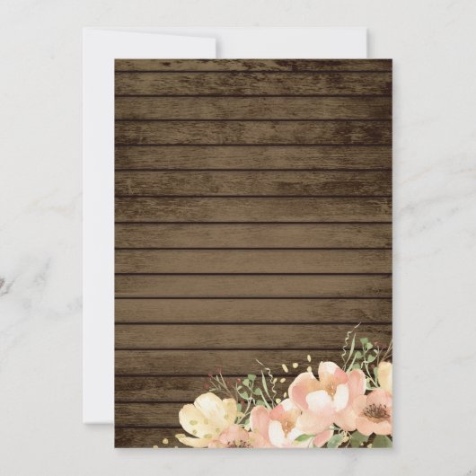 Invitation Mariage d'aquarelle en bois rustique transparent (Dos)