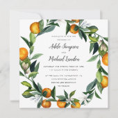 Invitation Mariage d'aquarelle en fer Tangerine Citrus (Devant)