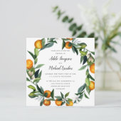 Invitation Mariage d'aquarelle en fer Tangerine Citrus (Debout devant)