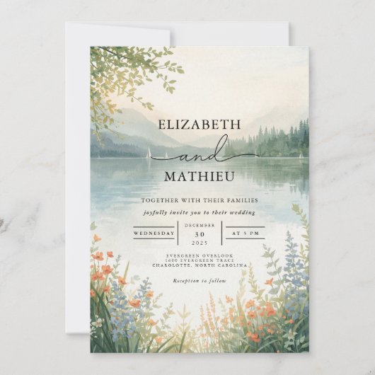 Invitation Mariage d'aquarelle Ethereal Paysage (Devant)