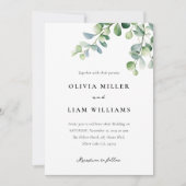 Invitation Mariage d'aquarelle Eucalyptus vert (Devant)
