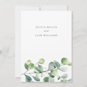 Invitation Mariage d'aquarelle Eucalyptus vert (Dos)