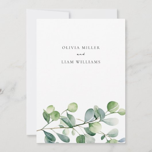 Invitation Mariage d'aquarelle Eucalyptus vert (Dos)