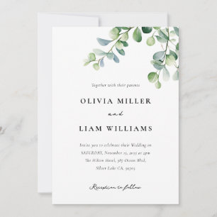 Invitation Mariage d'aquarelle Eucalyptus vert