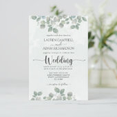 Invitation Mariage d'aquarelle Eucalyptus vert (Debout devant)