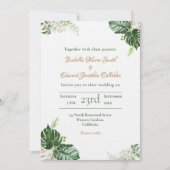 Invitation Mariage d'aquarelle Feuille de Monstera verte trop (Devant)