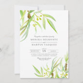 Invitation Mariage d'aquarelle feuille Eucalyptus (Devant)