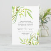 Invitation Mariage d'aquarelle feuille Eucalyptus (Debout devant)