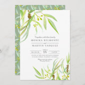 Invitation Mariage d'aquarelle feuille Eucalyptus (Devant / Derrière)
