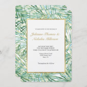 Invitation Mariage d'aquarelle Feuille tropical (Devant / Derrière)