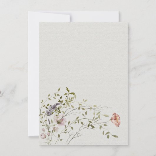 Invitation Mariage d'aquarelle fleur sauvage clair et aéré (Dos)