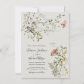 Invitation Mariage d'aquarelle fleur sauvage clair et aéré (Devant)