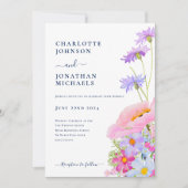 Invitation Mariage d'aquarelle Fleur sauvage moderne élégant (Devant)