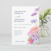 Invitation Mariage d'aquarelle Fleur sauvage moderne élégant (Debout devant)