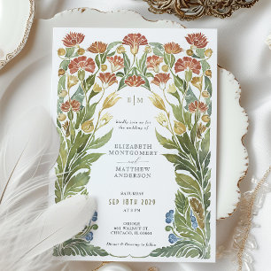 Invitation Mariage d'aquarelle Fleur sauvage vintage