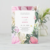 Invitation Mariage d'aquarelle fleurie (Debout devant)