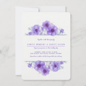 Invitation Mariage d'aquarelle fleurie d'anémone violet (Devant)