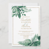 Invitation Mariage d'aquarelle fleurie de palme tropicale (Devant)