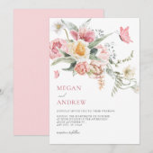 Invitation Mariage d'aquarelle fleurie esthétique (Devant / Derrière)