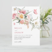 Invitation Mariage d'aquarelle fleurie esthétique (Debout devant)