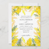 Invitation Mariage d'aquarelle fleurie rustique Jaune (Devant)