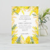 Invitation Mariage d'aquarelle fleurie rustique Jaune (Debout devant)