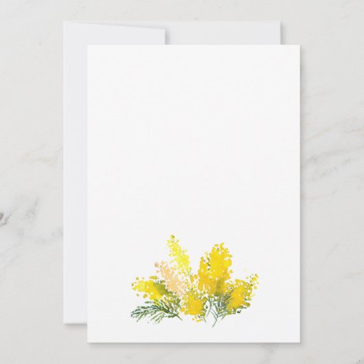 Invitation Mariage d'aquarelle fleurie rustique Jaune (Dos)