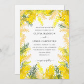 Invitation Mariage d'aquarelle fleurie rustique Jaune (Devant / Derrière)