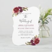 Invitation Mariage d'aquarelle Floral Marsala de Bourgogne (Debout devant)