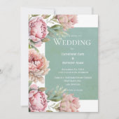 Invitation Mariage d'aquarelle Floral Pink Peonies (Devant)