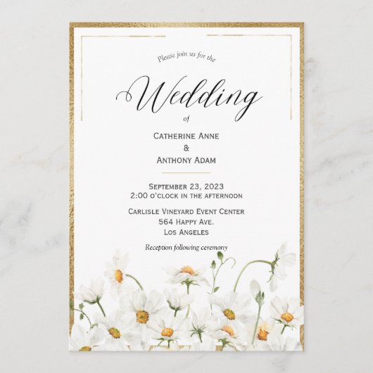 Invitation Mariage d'aquarelle florale (Devant)