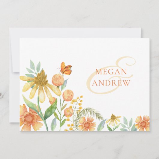 Invitation Mariage d'aquarelle florale (Devant)