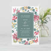 Invitation Mariage d'aquarelle florale (Debout devant)