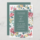 Invitation Mariage d'aquarelle florale (Devant / Derrière)
