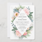 Invitation Mariage d'aquarelle florale à armature rose pâle (Devant)