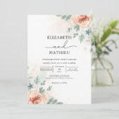 Invitation Mariage d'aquarelle florale à pâte molle (Debout devant)