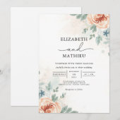 Invitation Mariage d'aquarelle florale à pâte molle (Devant / Derrière)
