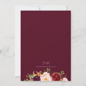 Invitation Mariage d'aquarelle florale bordeaux (Dos)